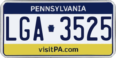 PA license plate LGA3525