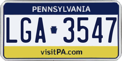 PA license plate LGA3547
