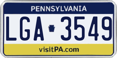 PA license plate LGA3549