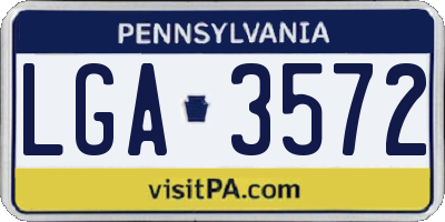PA license plate LGA3572