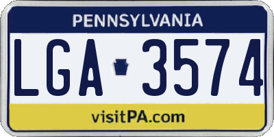 PA license plate LGA3574