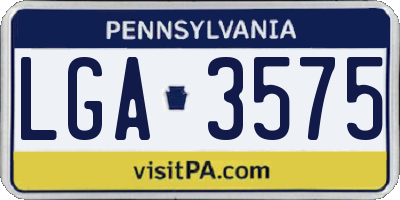PA license plate LGA3575