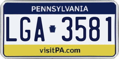 PA license plate LGA3581
