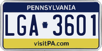 PA license plate LGA3601