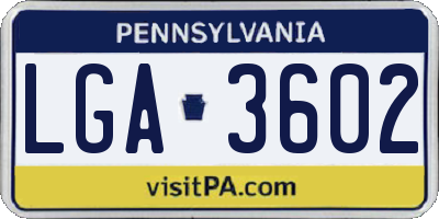 PA license plate LGA3602