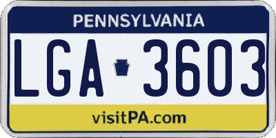 PA license plate LGA3603