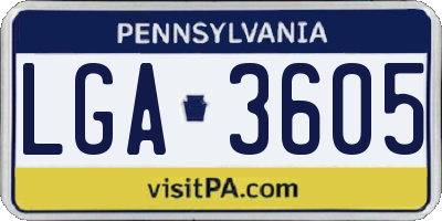 PA license plate LGA3605