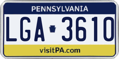 PA license plate LGA3610