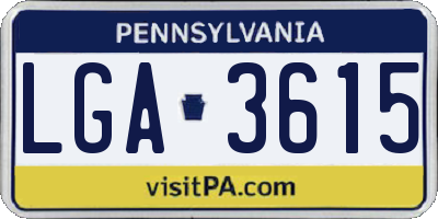 PA license plate LGA3615