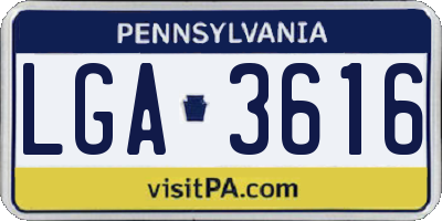 PA license plate LGA3616