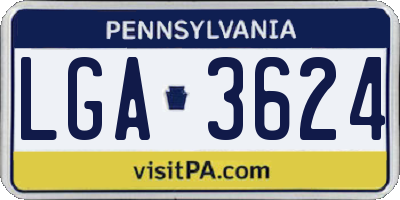PA license plate LGA3624