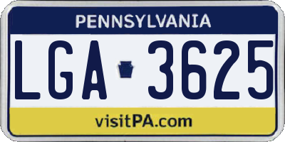PA license plate LGA3625