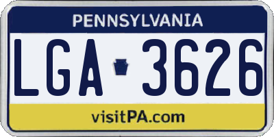 PA license plate LGA3626