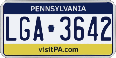 PA license plate LGA3642