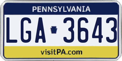 PA license plate LGA3643