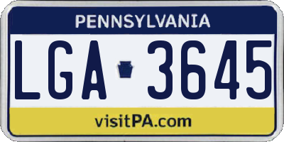 PA license plate LGA3645
