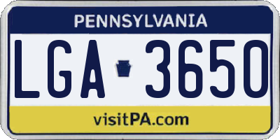 PA license plate LGA3650