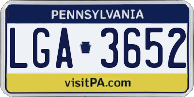 PA license plate LGA3652