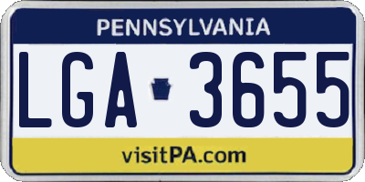 PA license plate LGA3655