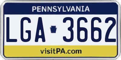 PA license plate LGA3662