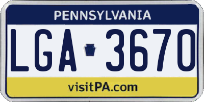 PA license plate LGA3670