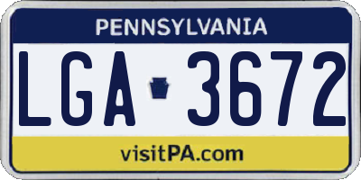 PA license plate LGA3672
