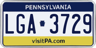 PA license plate LGA3729