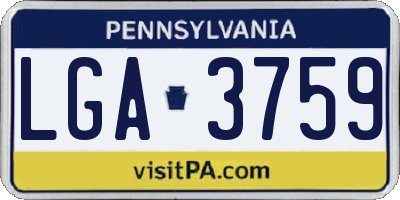 PA license plate LGA3759