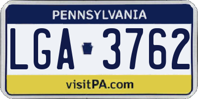 PA license plate LGA3762