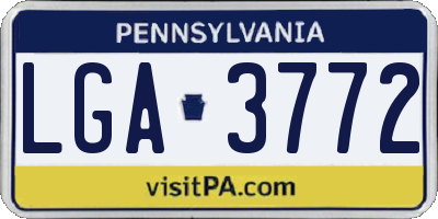 PA license plate LGA3772