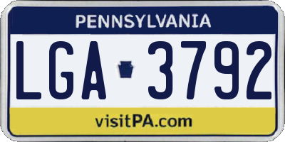 PA license plate LGA3792