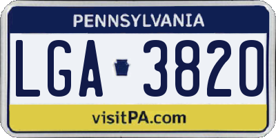PA license plate LGA3820