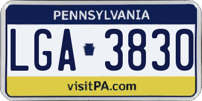 PA license plate LGA3830