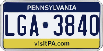 PA license plate LGA3840