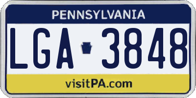 PA license plate LGA3848
