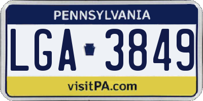 PA license plate LGA3849
