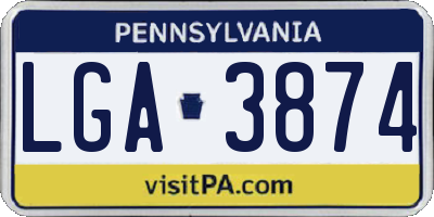 PA license plate LGA3874