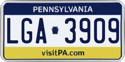 PA license plate LGA3909