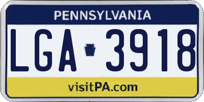 PA license plate LGA3918