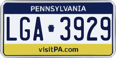 PA license plate LGA3929