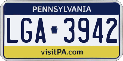 PA license plate LGA3942