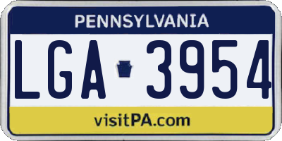 PA license plate LGA3954