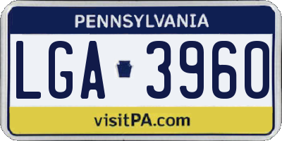 PA license plate LGA3960
