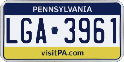 PA license plate LGA3961