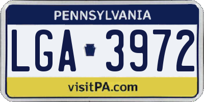 PA license plate LGA3972