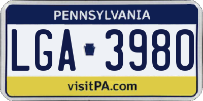 PA license plate LGA3980
