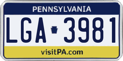 PA license plate LGA3981