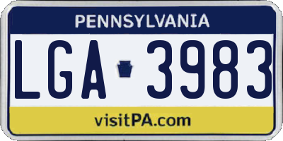 PA license plate LGA3983
