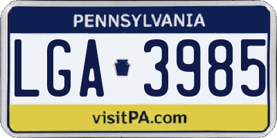 PA license plate LGA3985