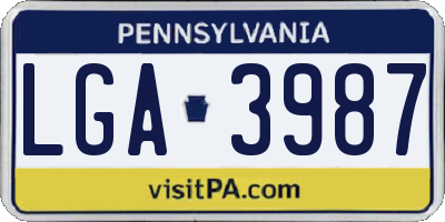 PA license plate LGA3987